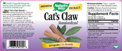 Photo of the Nature's Way Cat's Claw Standardized label
