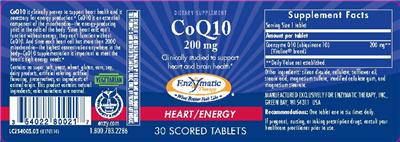 Photo of the Enzymatic Therapy CoQ10 200 mg label