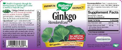 Photo of the Nature's Way Ginkgo Standardized label