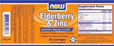 Photo of the NOW Elderberry & Zinc label