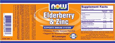 Photo of the NOW Elderberry & Zinc label