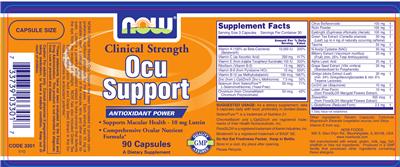 Photo of the NOW Clinical Strength Ocu Support label