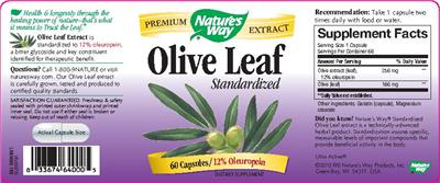 Photo of the Nature's Way Olive Leaf Standardized label