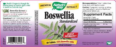 Photo of the Nature's Way Boswellia Standardized label
