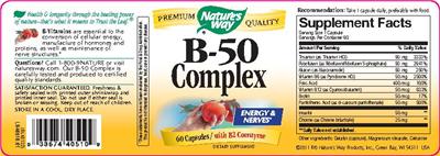 Photo of the Nature's Way B-50 Complex label