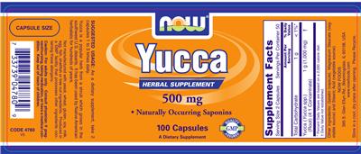 Photo of the NOW Yucca 500 mg label