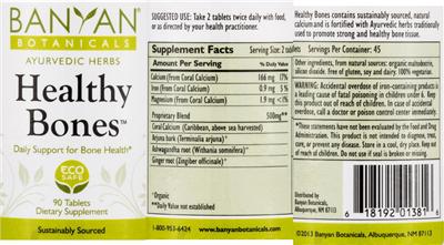 Photo of the Banyan Botanicals Healthy Bones label