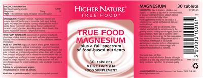 Photo of the Higher Nature True Food Magnesium label