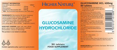 Photo of the Higher Nature Glucosamin Hydrochloride label