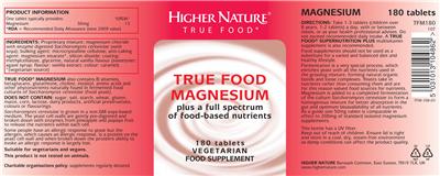 Photo of the Higher Nature True Food Magnesium label
