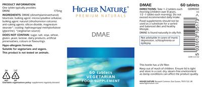 Photo of the Higher Nature DMAE label