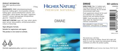 Photo of the Higher Nature DMAE label