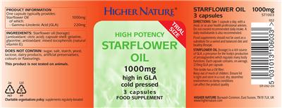 Photo of the Higher Nature High Potency Starflower Oil 1000 mg label