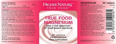 Photo of the Higher Nature True Food Magnesium label