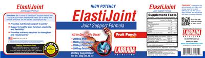 Photo of the Labrada Nutrition ElastiJoint Fruit Punch Flavor label