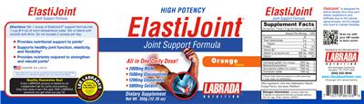 Photo of the Labrada Nutrition ElastiJoint Orange Flavor label