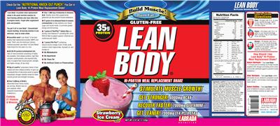 Photo of the Labrada Nutrition Lean Body Strawberry Ice Cream Flavor label