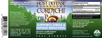 Photo of the Host Defense Mushrooms Cordychi label