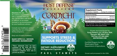 Photo of the Host Defense Mushrooms Cordychi label