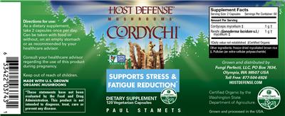 Photo of the Host Defense Mushrooms Cordychi label