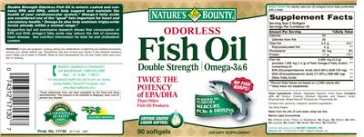 Photo of the Nature's Bounty Fish Oil label