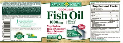 Photo of the Nature's Bounty Odorless Fish Oil 1000 mg label
