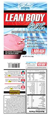 Photo of the Labrada Nutrition Lean Body For Her Delicious Strawberry Ice Cream Flavor label
