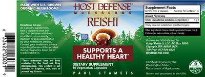 Photo of the Host Defense Mushrooms Mushrooms Reishi label