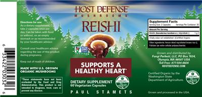 Photo of the Host Defense Mushrooms Mushrooms Reishi label