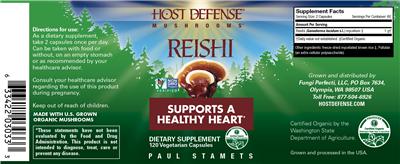Photo of the Host Defense Mushrooms Mushrooms Reishi label