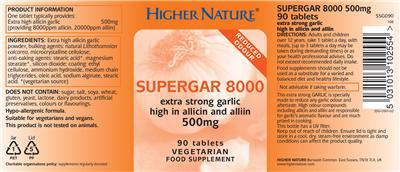 Photo of the Higher Nature SuparGar 8000 label