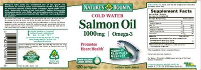 Photo of the Nature's Bounty Cold Water Salmon Oil 1000 mg label