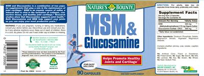 Photo of the Nature's Bounty MSM & Glucosamine label
