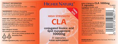 Photo of the Higher Nature High Strength CLA 1000 mg label