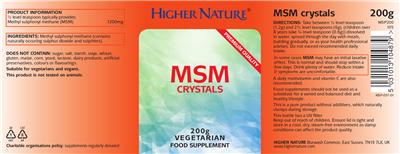 Photo of the Higher Nature MSM Crystals label
