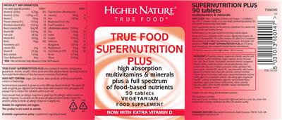 Photo of the Higher Nature True Food Supernutrition Plus label