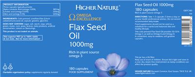 Photo of the Higher Nature Flax Seed Oil 1000 mg label