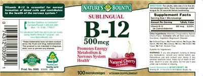 Sublilngual B-12 500 mcg Natural Cherry Flavor