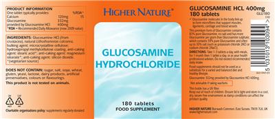Photo of the Higher Nature Glucosamin Hydrochloride label