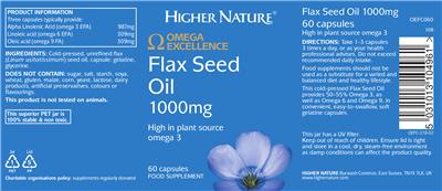 Photo of the Higher Nature Flax Seed Oil 1000 mg label