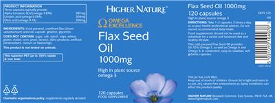Photo of the Higher Nature Flax Seed Oil 1000 mg label