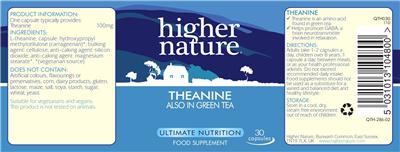 Photo of the Higher Nature Theanine label