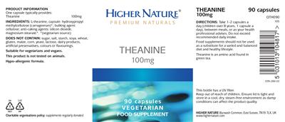 Photo of the Higher Nature Theanine 100 mg label