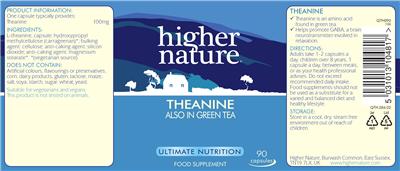 Photo of the Higher Nature Theanine label