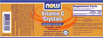 Photo of the NOW Vitamin C Crystals label