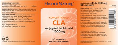 Photo of the Higher Nature Concentrated CLA 1000 mg label