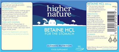 Product label for Betaine HCL
