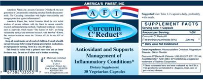 Photo of the AFI America's Finest Curcumin C3 Reduct label
