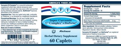 Photo of the AFI America's Finest Super Curcumin C3 Complex W/BioPerine label