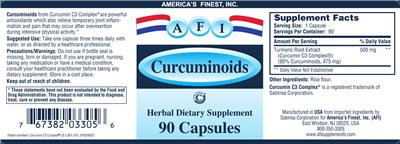Photo of the AFI America's Finest Curcuminoids label